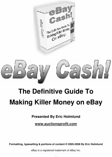 Product picture The defenitive way to make killer money on ebay.